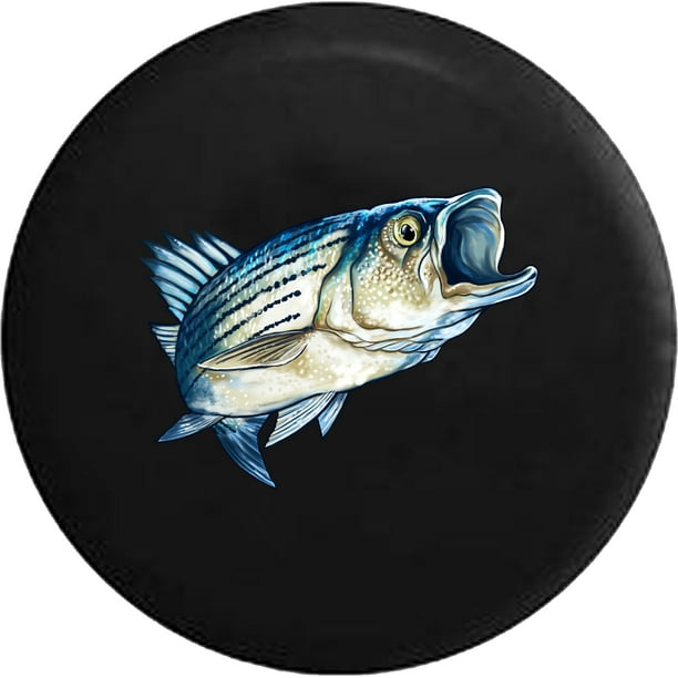 American Unlimited Large Mouth Bass Fishing Spare Tire Cover Black 33 in 